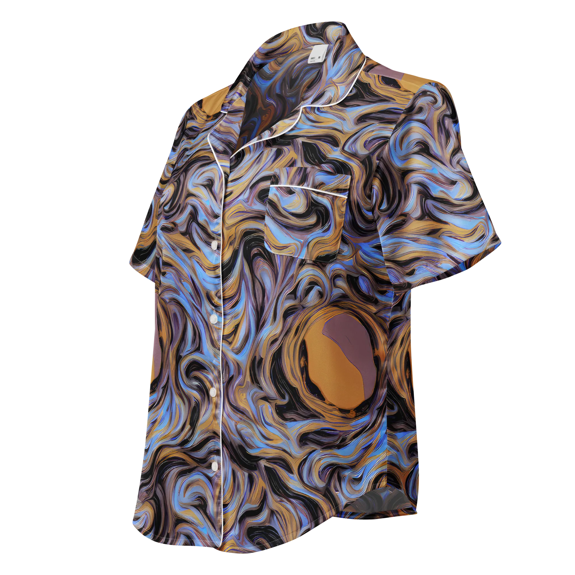 Sapphire Smoke on Women's Short Sleeve Pajama Top — Left Front
