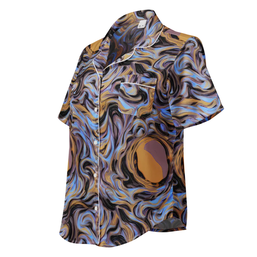 Sapphire Smoke on Women's Short Sleeve Pajama Top — Left Front