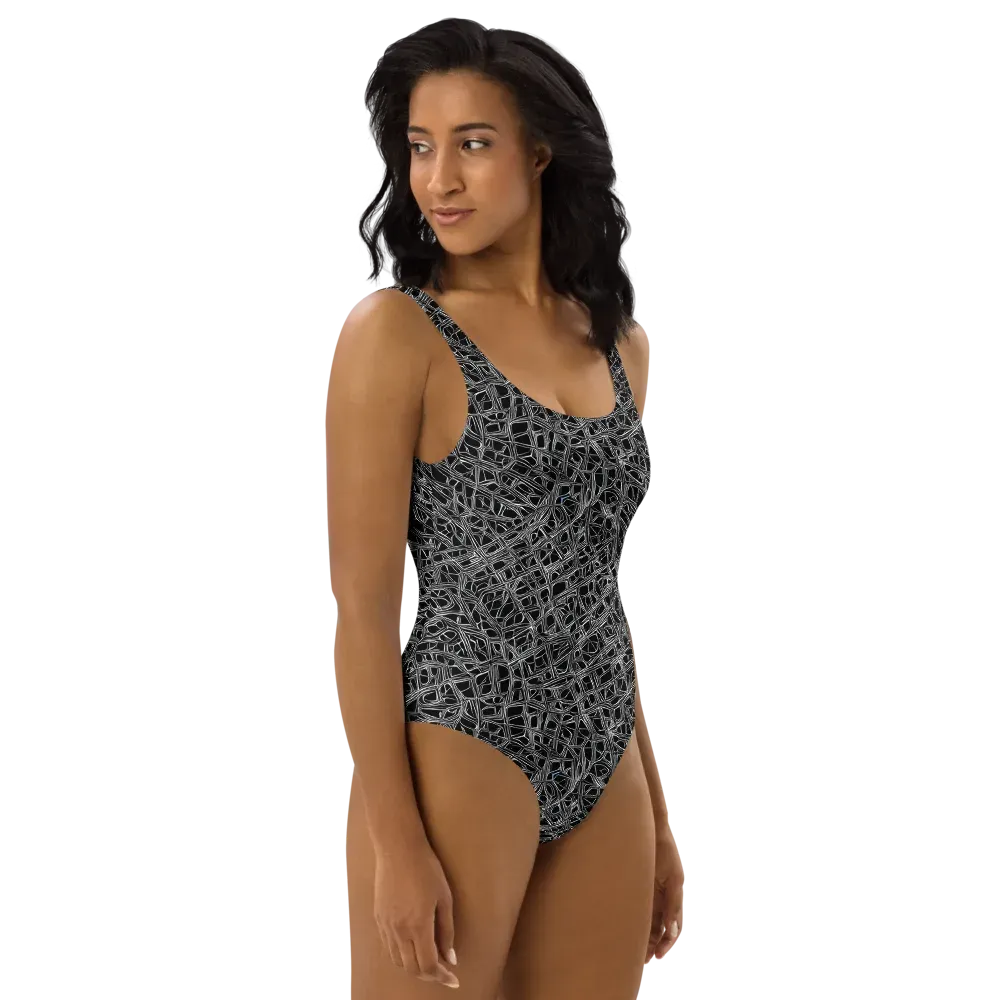 Whitewire on One-Piece Swimsuit — Right