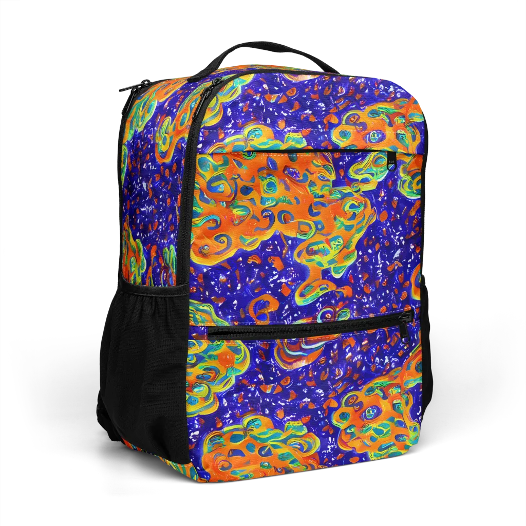Blue Flame Bloom on Utility Backpack — Right Front