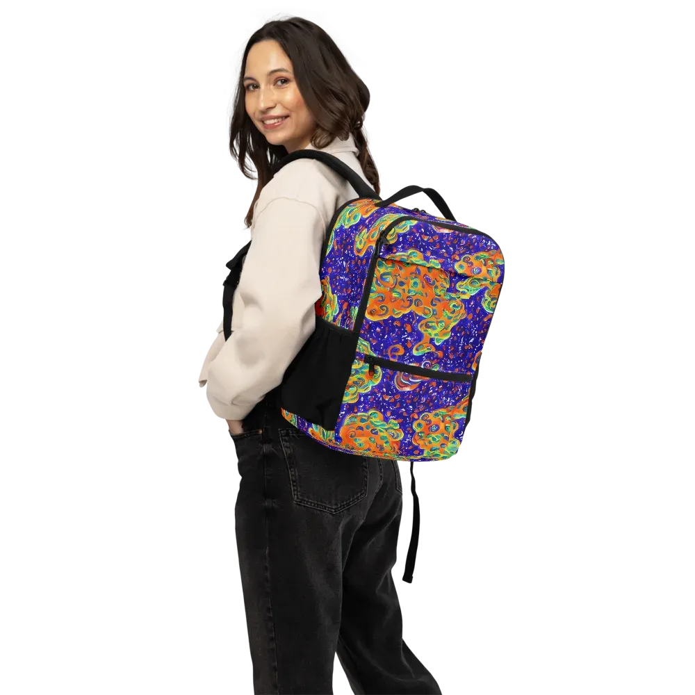 Blue Flame Bloom on Utility Backpack — Back