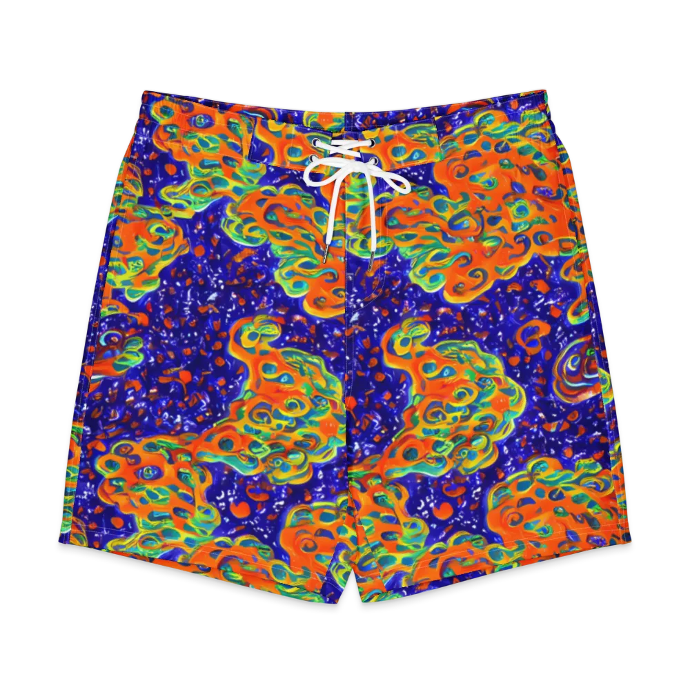 Blue Flame Bloom on Men's Board Shorts — Front
