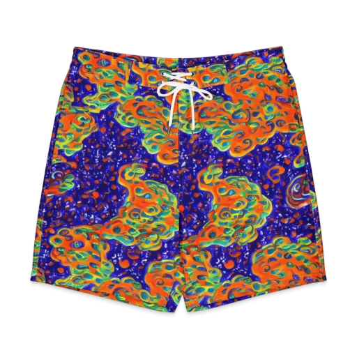 Blue Flame Bloom on a Men's Board Shorts
