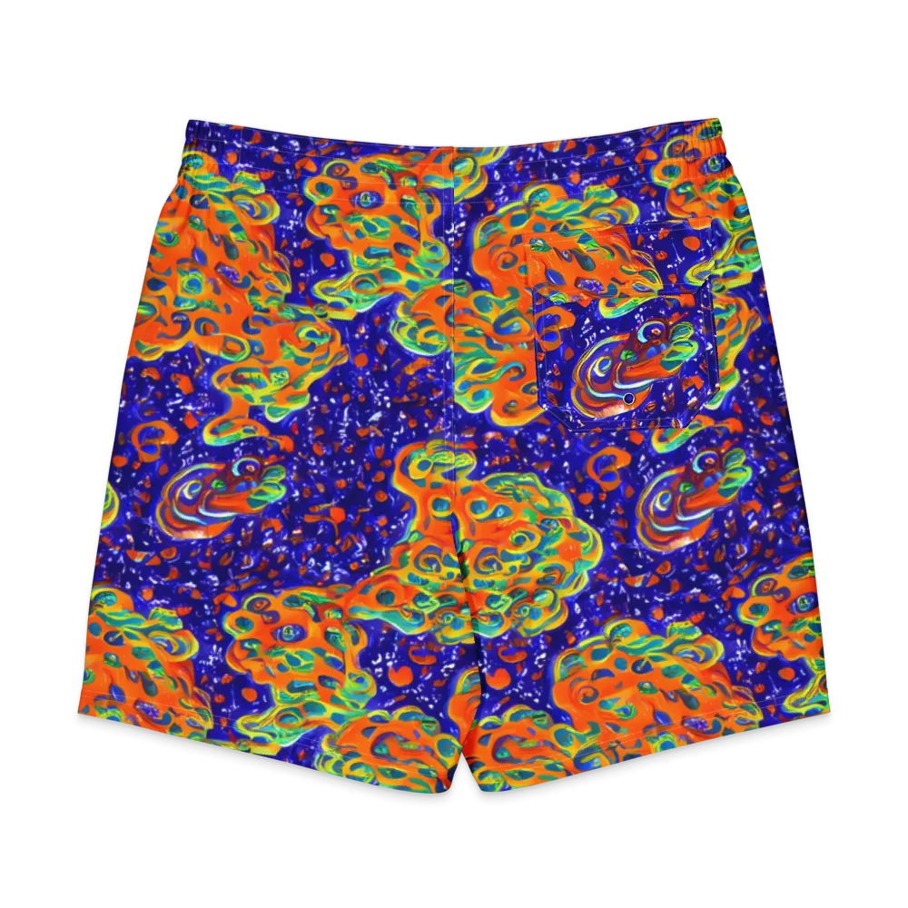 Blue Flame Bloom on Men's Board Shorts — Back