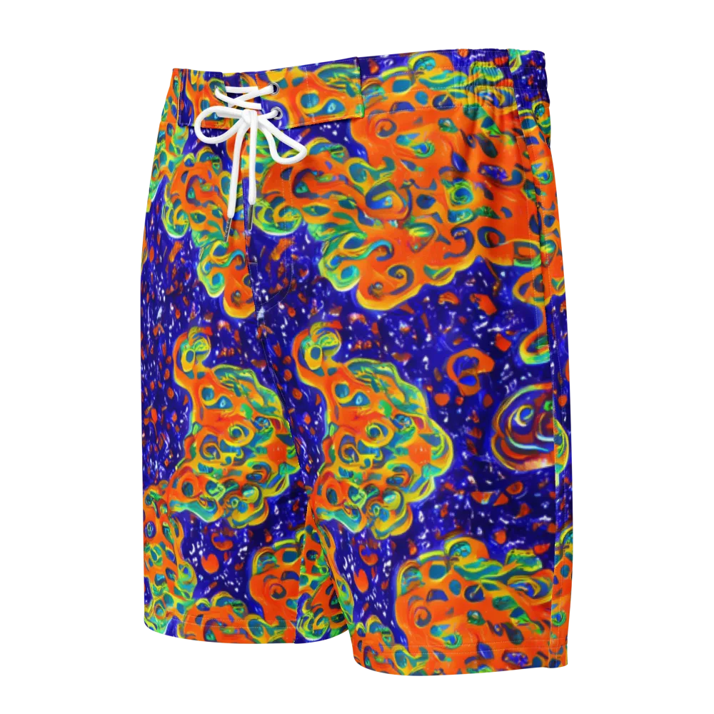 Blue Flame Bloom on Men's Board Shorts — Front