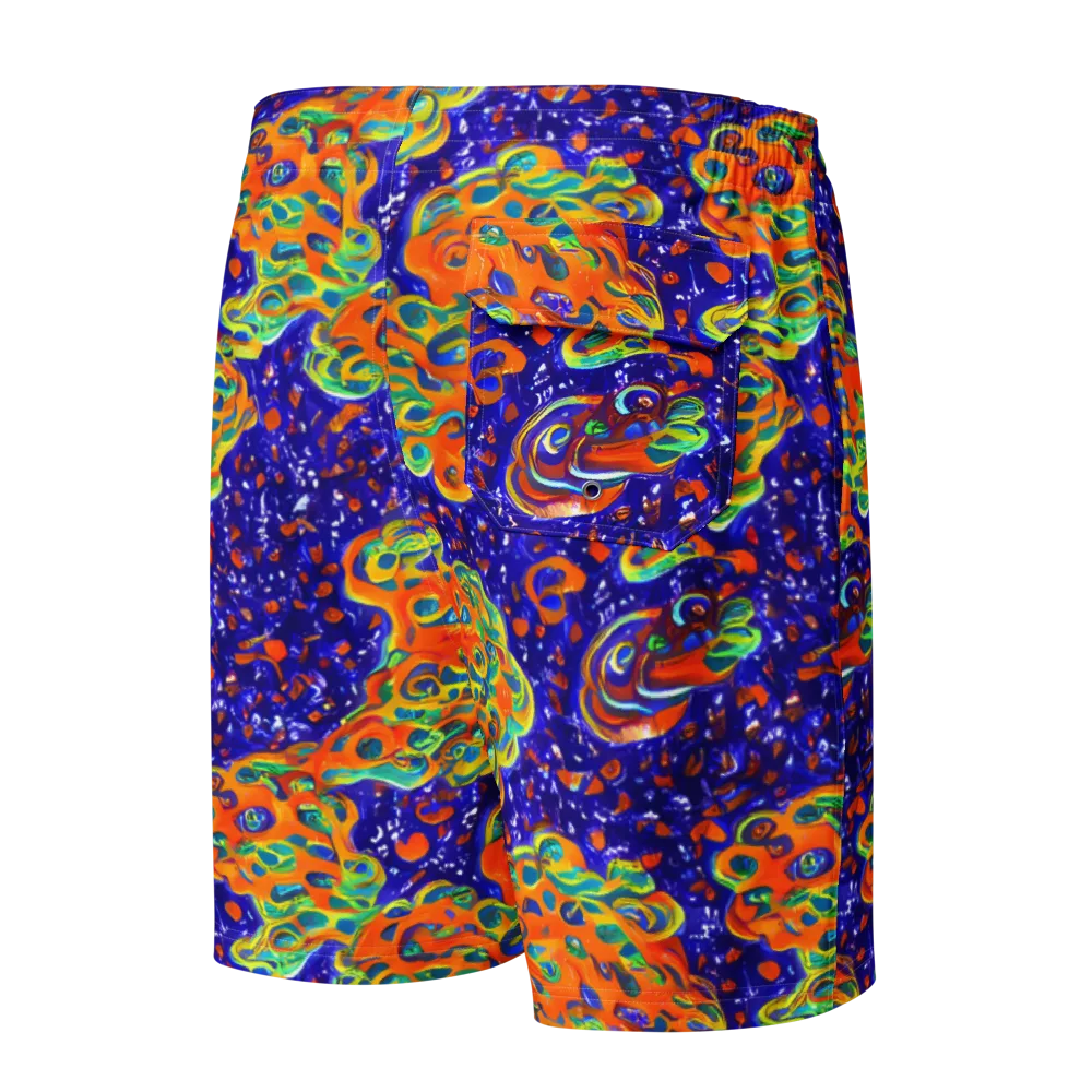 Blue Flame Bloom on Men's Board Shorts — Back