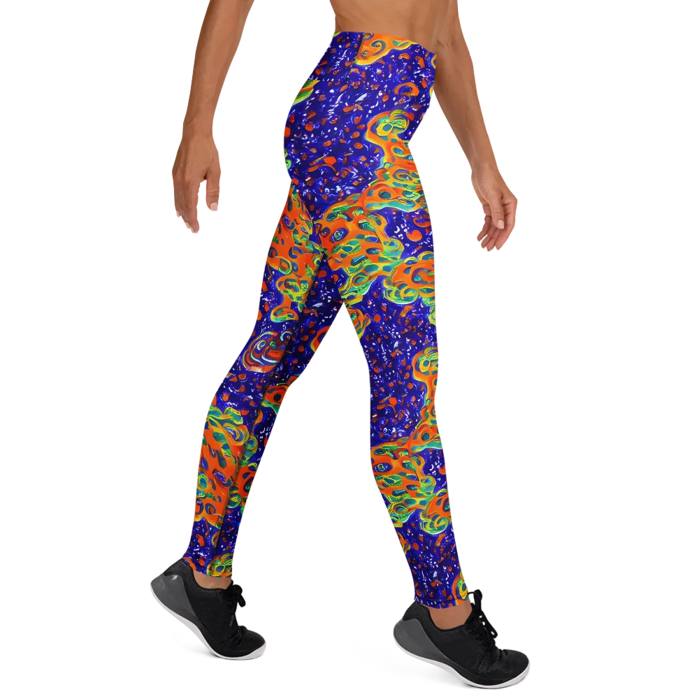 Blue Flame Bloom on Yoga Leggings — Right