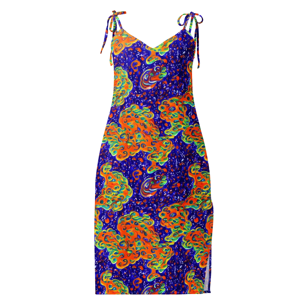 Blue Flame Bloom on Slip Dress — Front