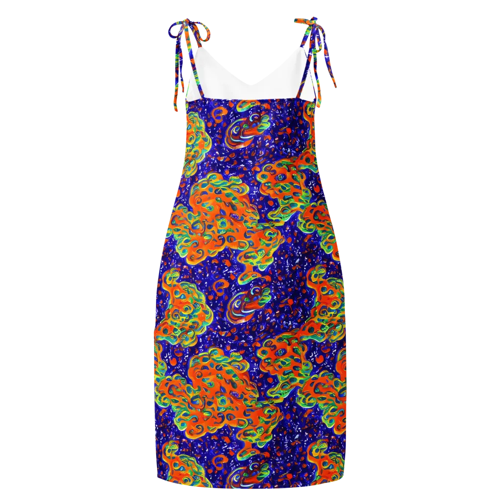 Blue Flame Bloom on Slip Dress — Back