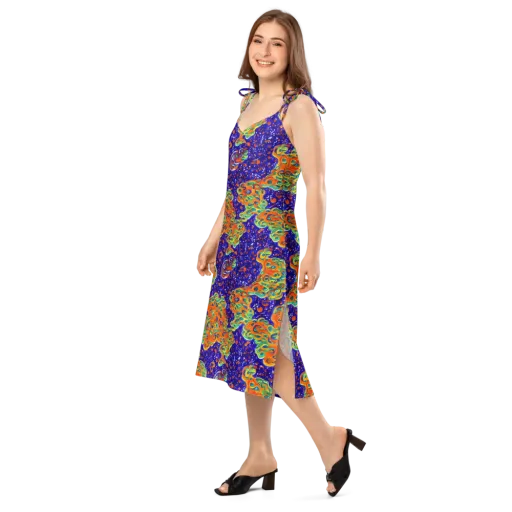 Blue Flame Bloom on a Slip Dress