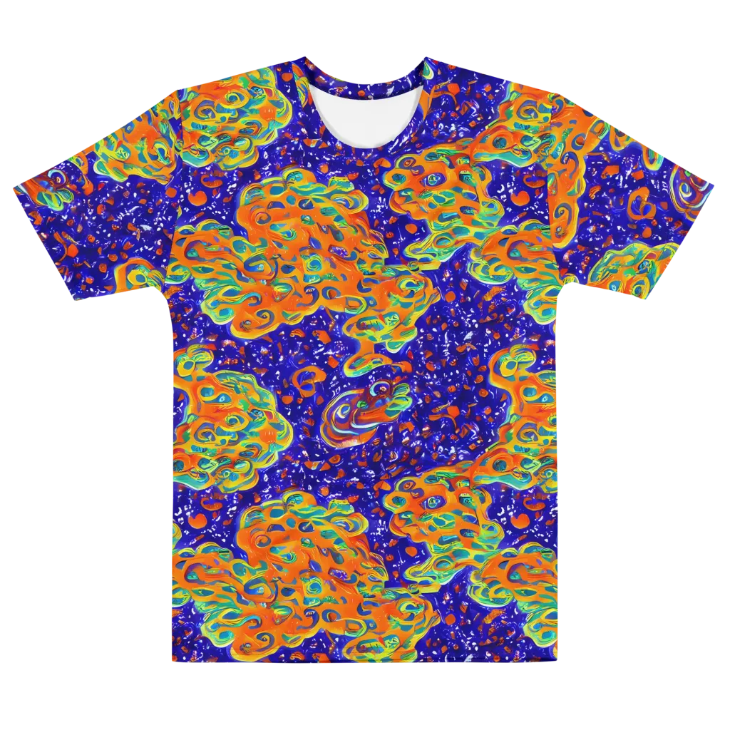 Blue Flame Bloom on Men's Cotton Crew Neck T-Shirt — Front