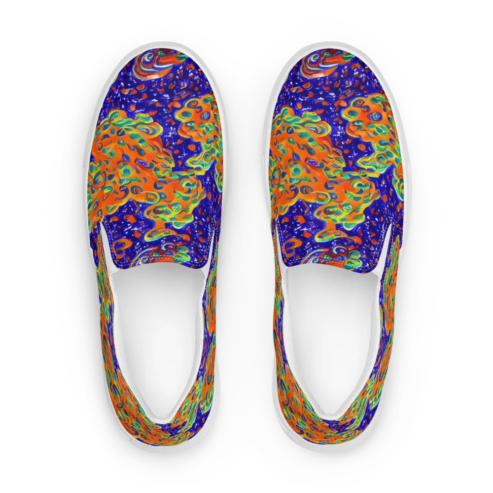 Blue Flame Bloom on Men's Slip-On Canvas Shoes — Front