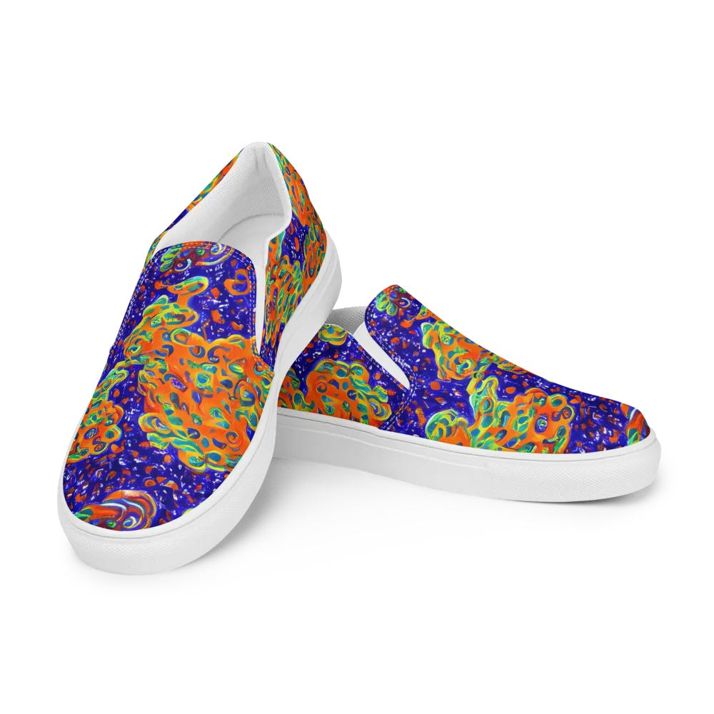 Blue Flame Bloom on Men's Slip-On Canvas Shoes — Left Front