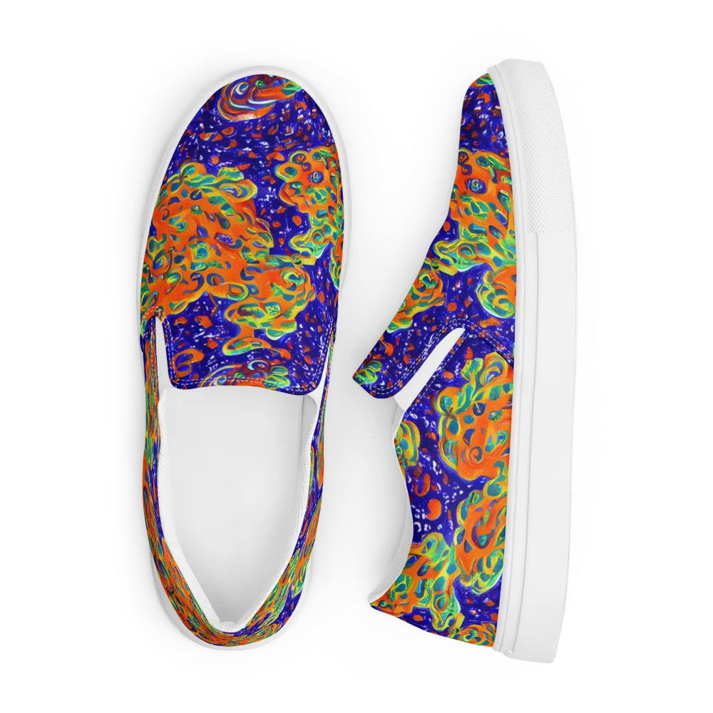 Blue Flame Bloom on Men's Slip-On Canvas Shoes — Front