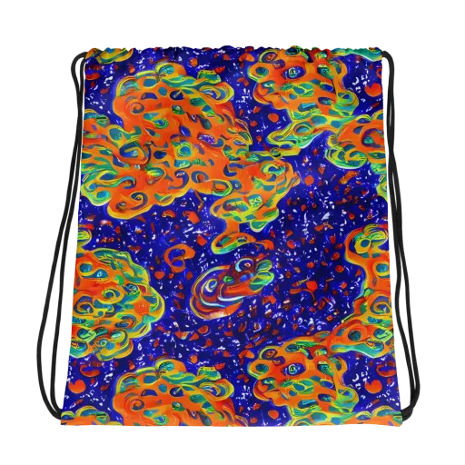 Blue Flame Bloom on a Drawstring Bag