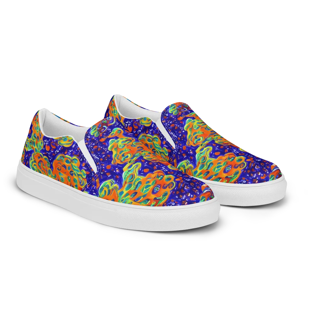Blue Flame Bloom on Women's Slip-On Canvas Shoes — Right Front