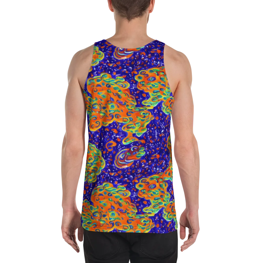 Blue Flame Bloom on Men's Tank Top — Back