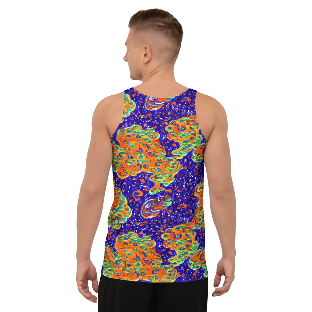Blue Flame Bloom on Men's Tank Top — Back