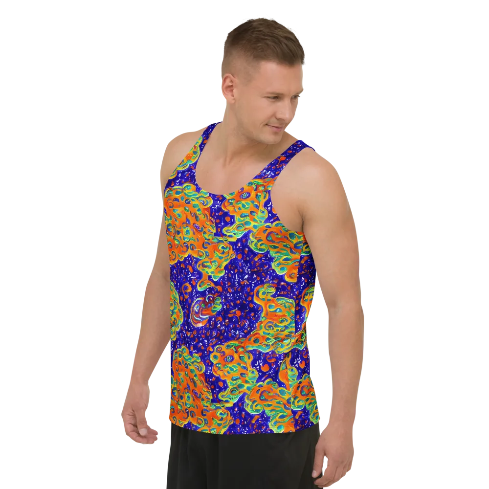 Blue Flame Bloom on Men's Tank Top — Left Front