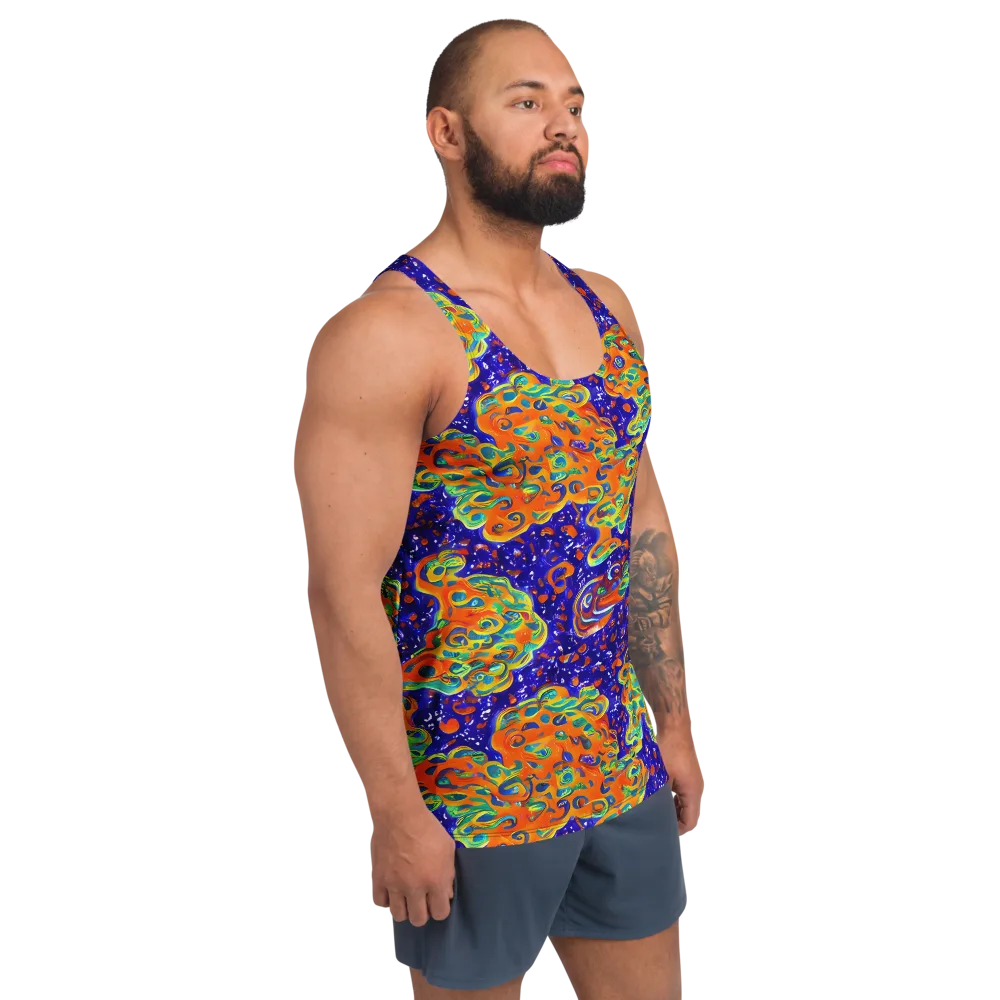 Blue Flame Bloom on Men's Tank Top — Right Front