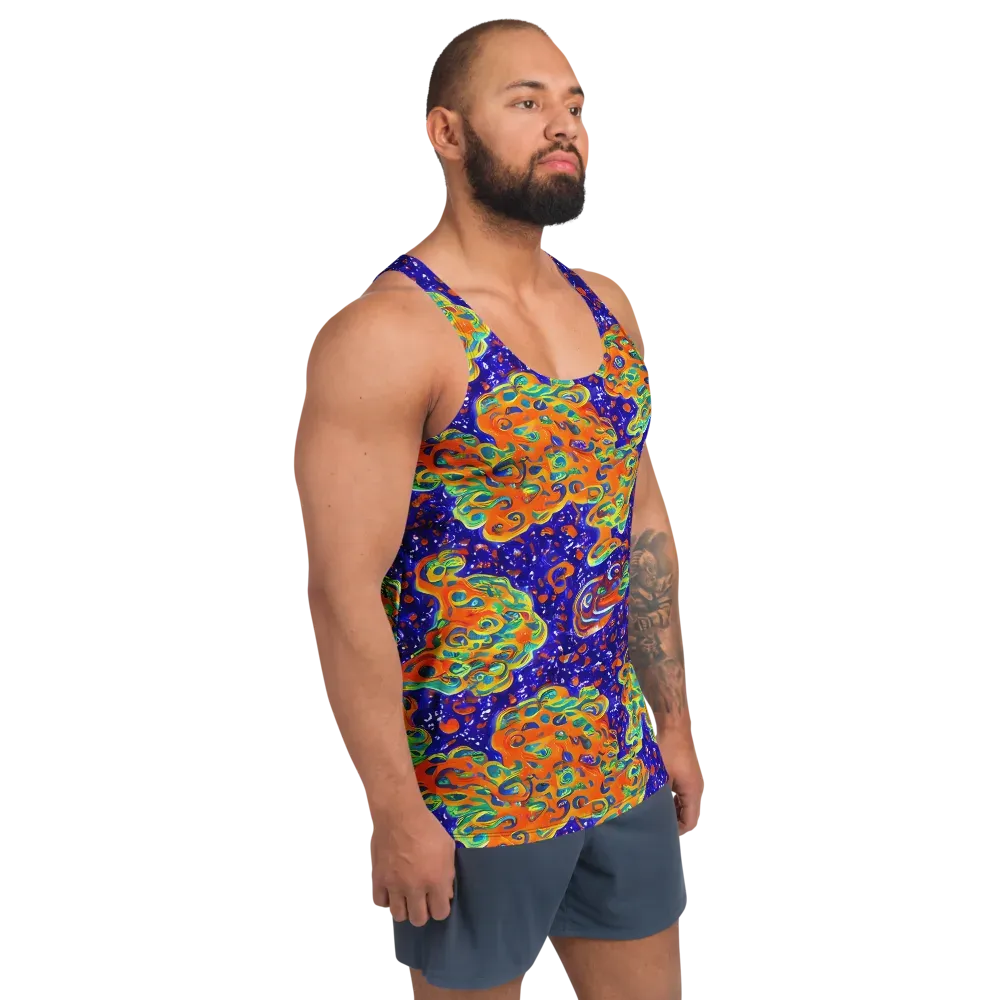 Blue Flame Bloom on Men's Tank Top — Right Front