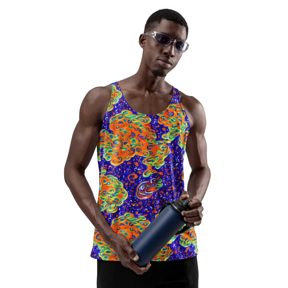 Blue Flame Bloom on Men's Tank Top — Front
