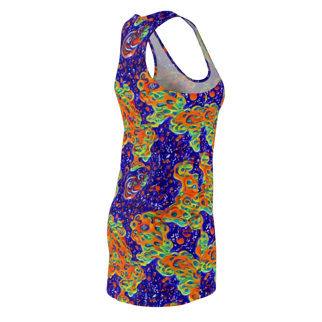 Blue Flame Bloom on Racerback Dress — Back Side