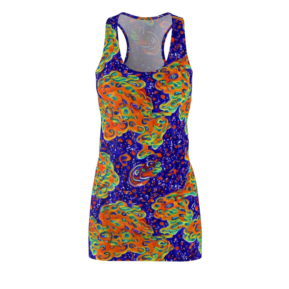 Blue Flame Bloom on Racerback Dress — Front