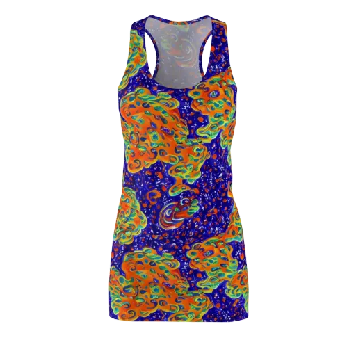 Blue Flame Bloom on a Racerback Dress
