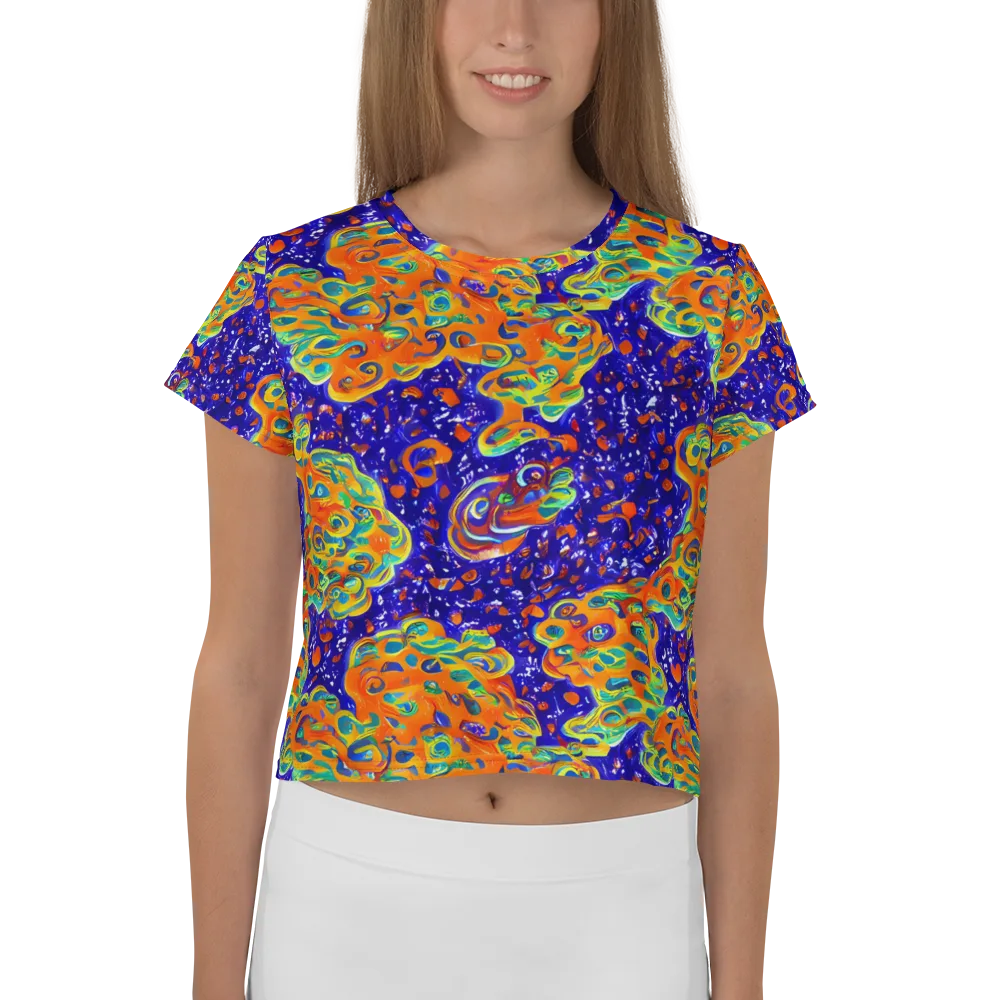 Blue Flame Bloom on Crop Tee — Front