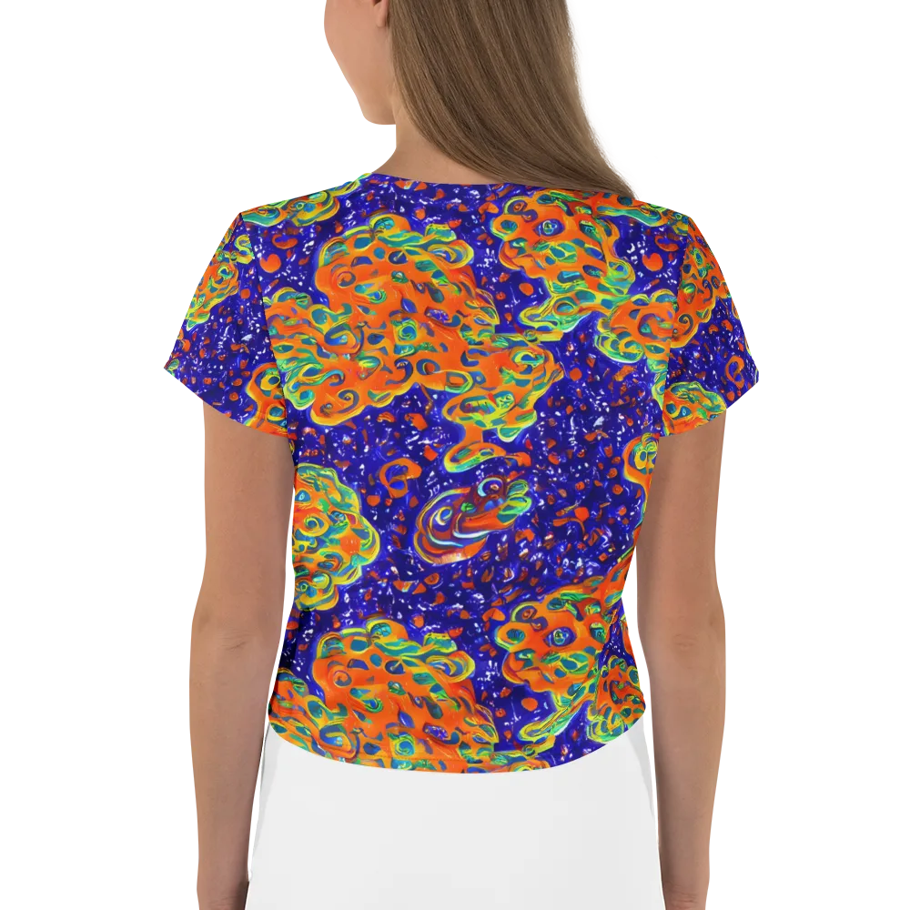 Blue Flame Bloom on Crop Tee — Back