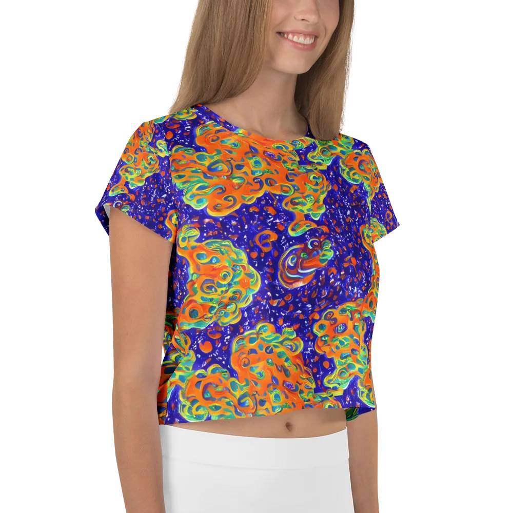 Blue Flame Bloom on Crop Tee — Right