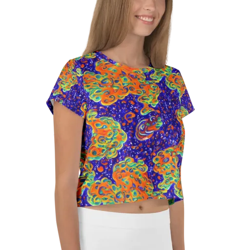 Blue Flame Bloom on a Crop Tee