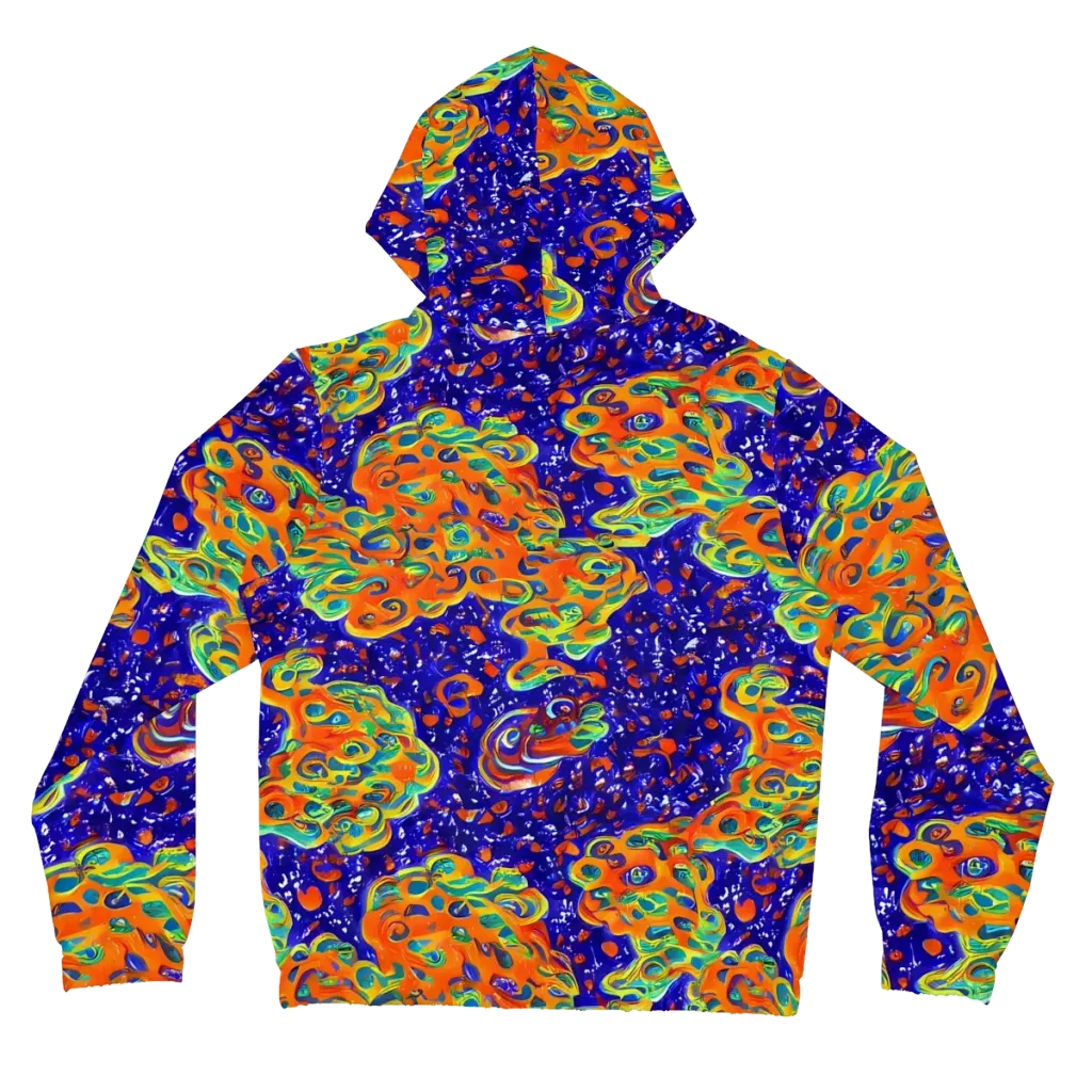 Blue Flame Bloom on Women's Full-Zip Hoodie — Back