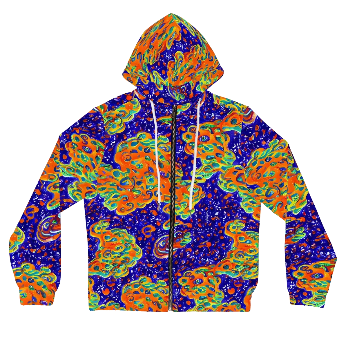 Blue Flame Bloom on Women's Full-Zip Hoodie — Front