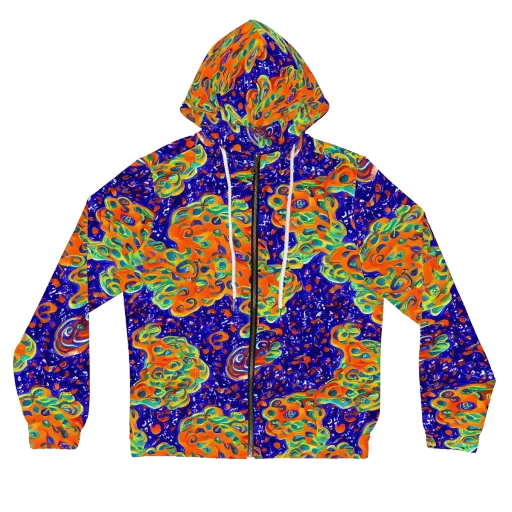 Blue Flame Bloom on a Women's Full-Zip Hoodie