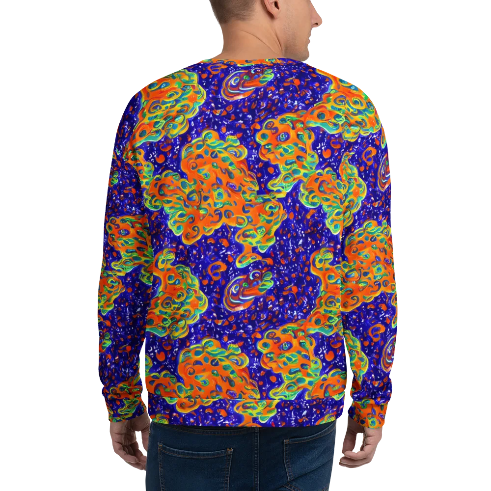 Blue Flame Bloom on Sweatshirt — Back