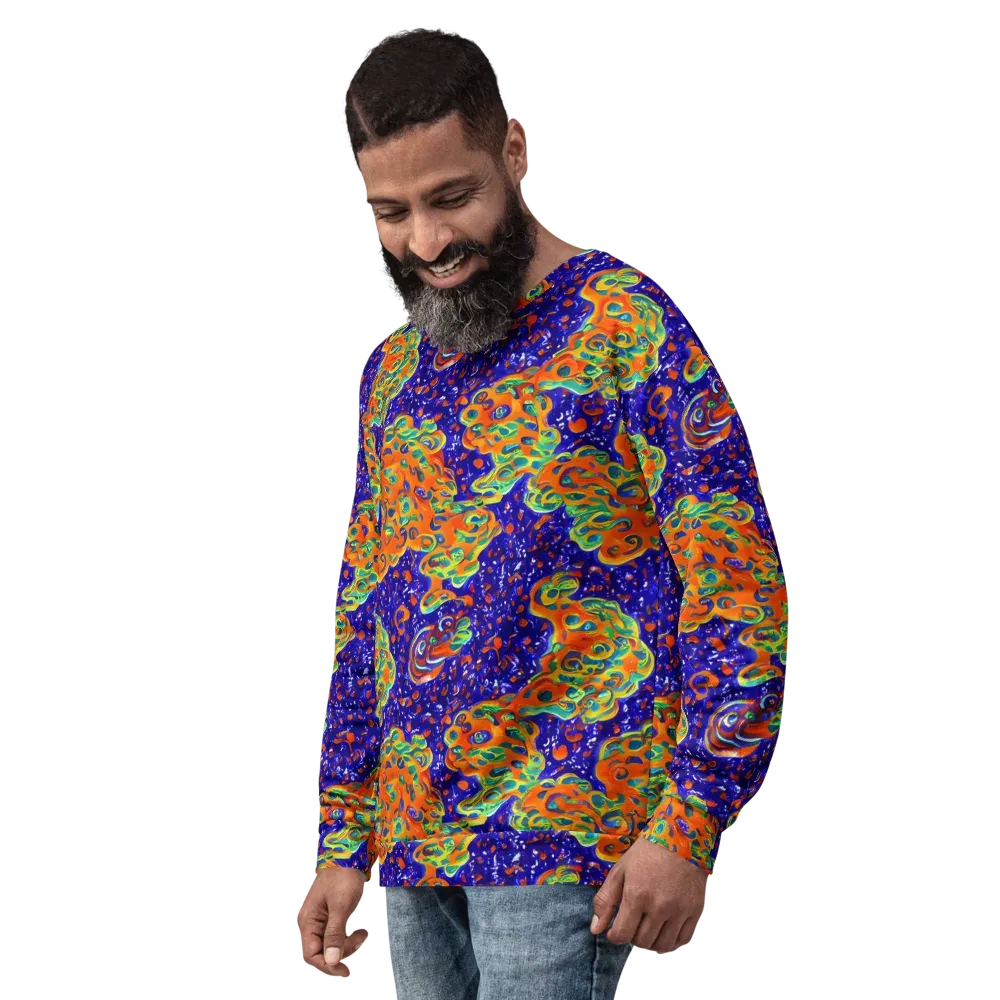 Blue Flame Bloom on Sweatshirt — Left Front