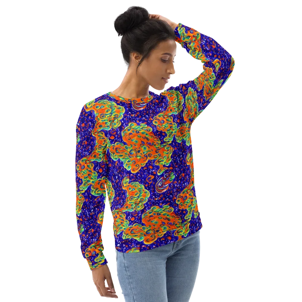 Blue Flame Bloom on Sweatshirt — Right Front