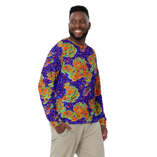 Blue Flame Bloom on a Sweatshirt