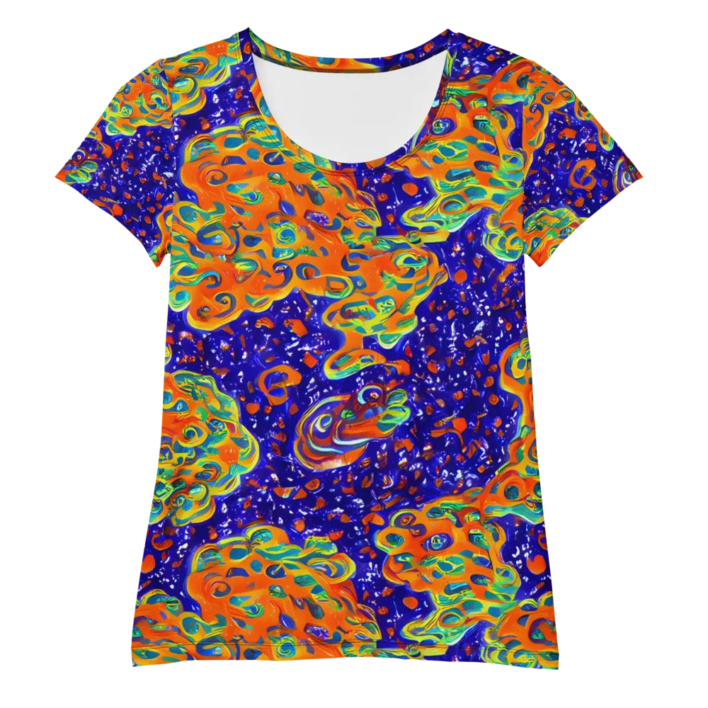 Blue Flame Bloom on Women's Athletic T-Shirt — Front