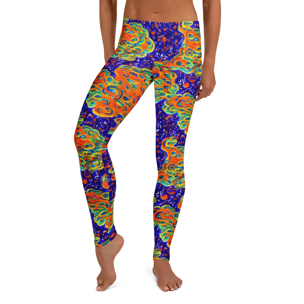 Blue Flame Bloom on Leggings — Front