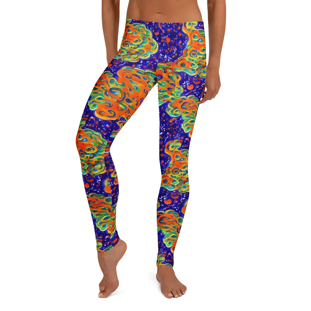 Blue Flame Bloom on Leggings — Front