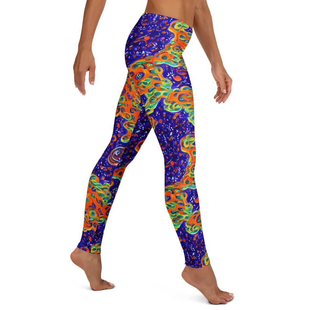 Blue Flame Bloom on Leggings — Right
