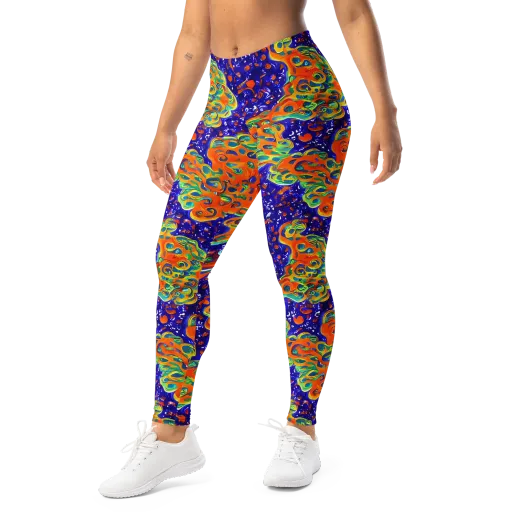 Blue Flame Bloom on a Leggings