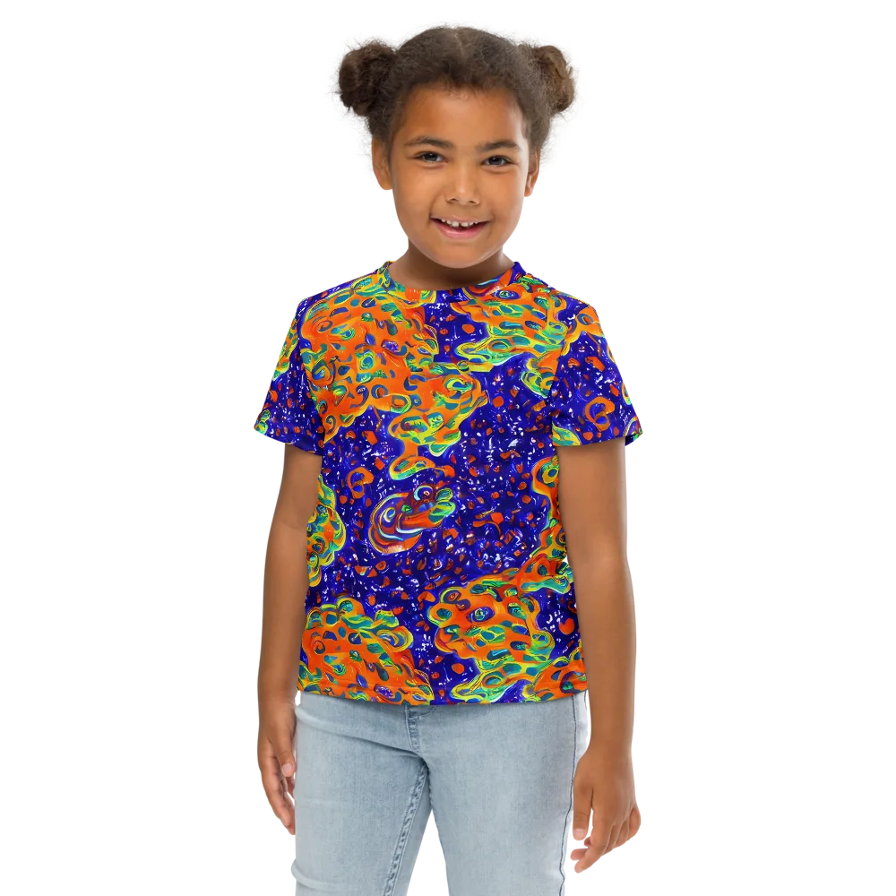 Blue Flame Bloom on Kids Crew Neck T-Shirt — Front