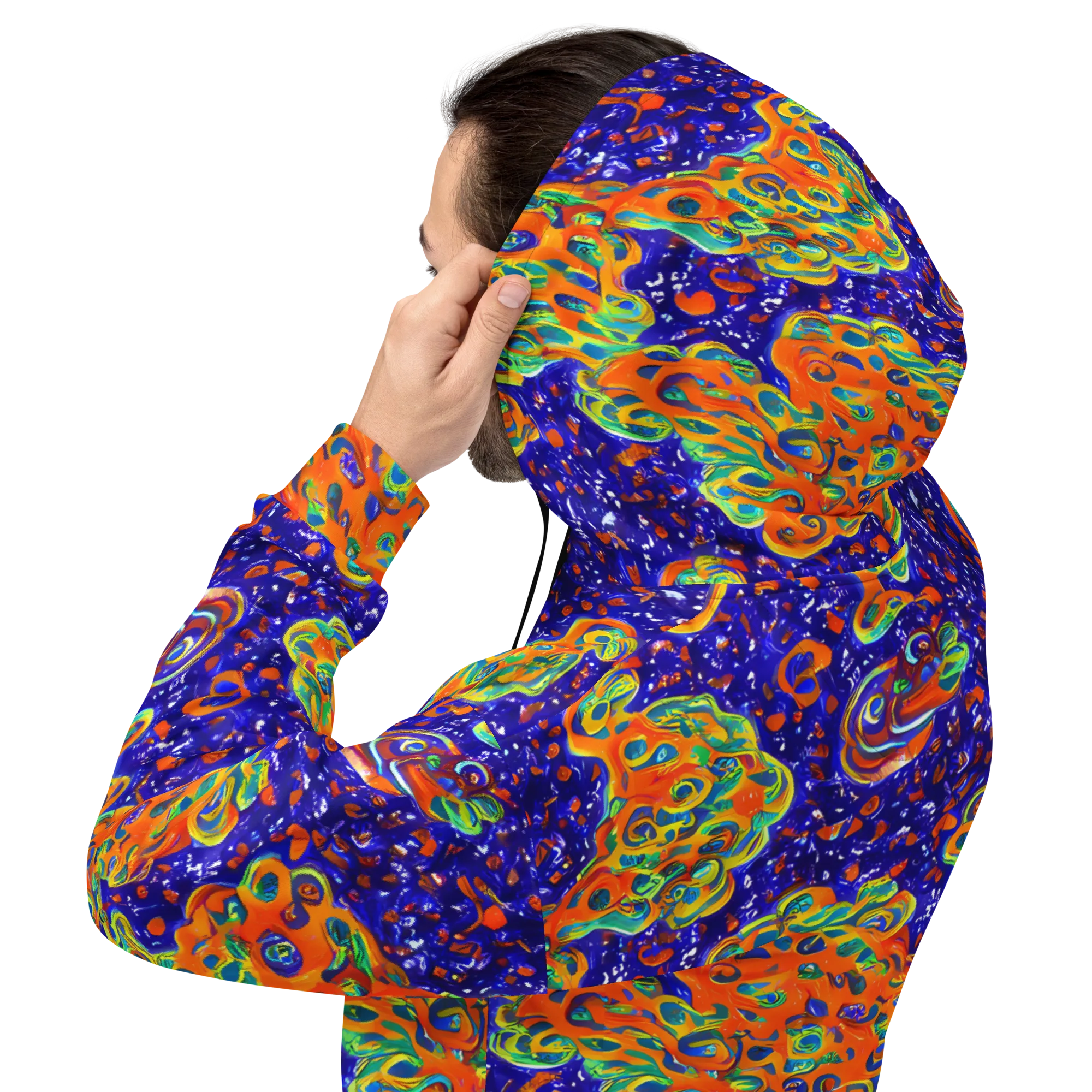 Blue Flame Bloom on Hoodie — Back