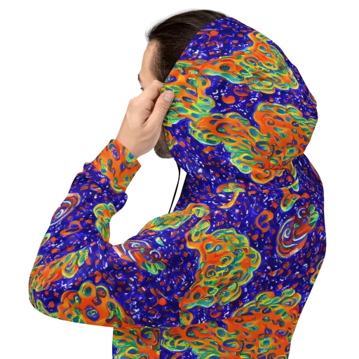 Blue Flame Bloom on a Hoodie