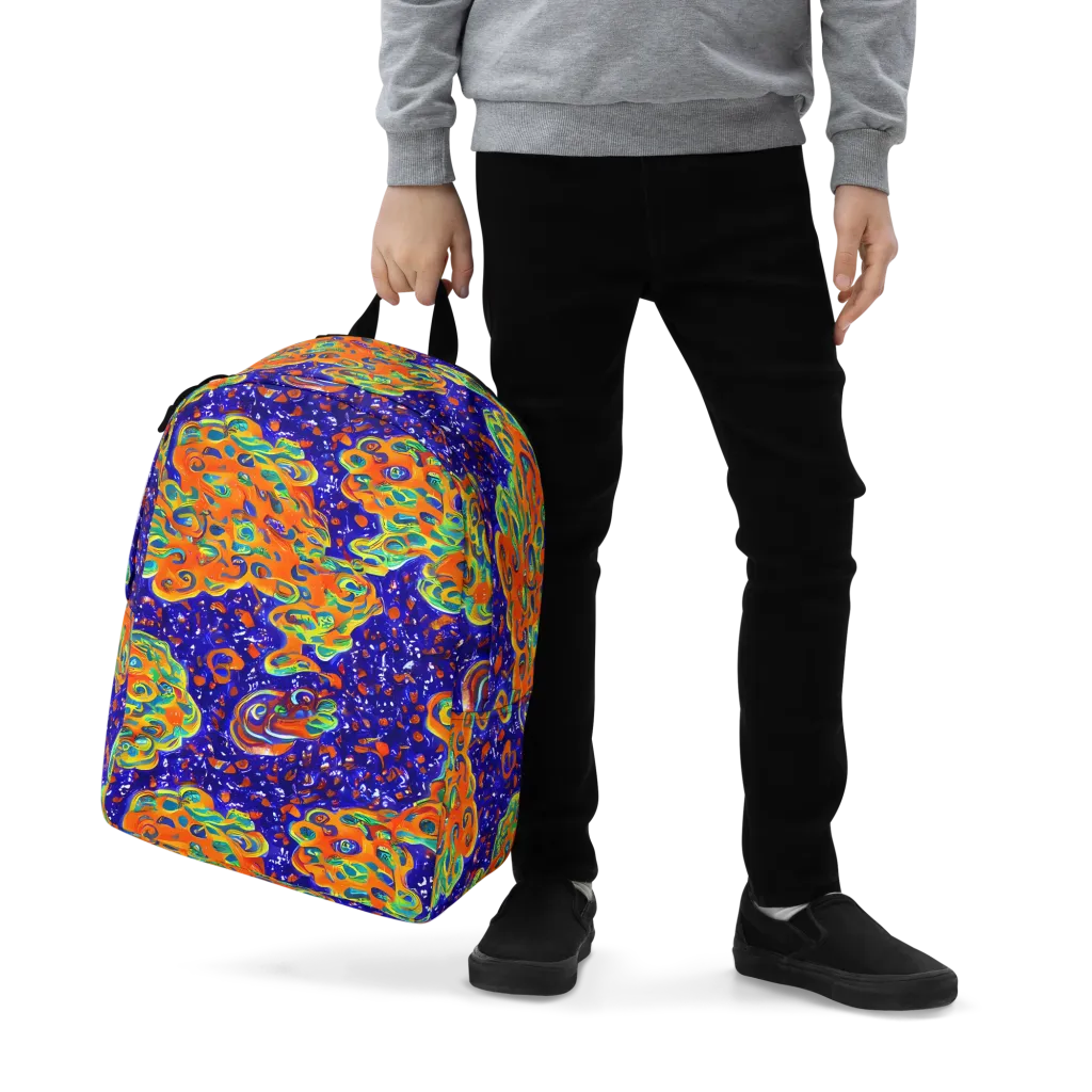 Blue Flame Bloom on Minimalist Backpack — Zoomed-in
