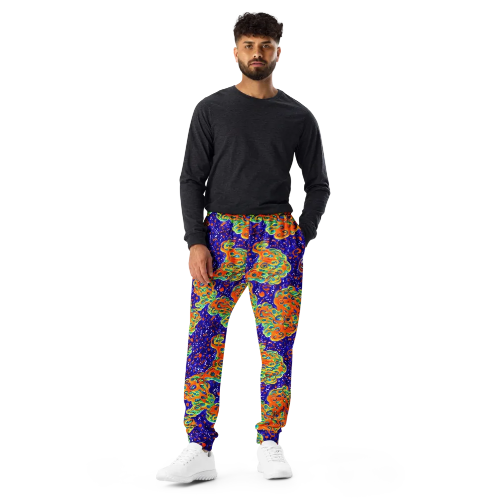 Blue Flame Bloom on Men's Joggers — Front